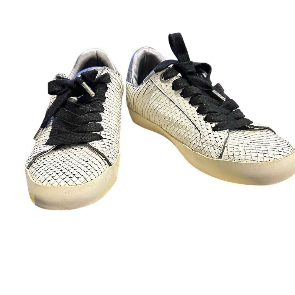 Zadig & Voltaire Neo Keith White Snakeskin Embossed Sneakers Size 7.5